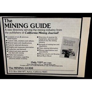 The Mining Guide Print Ad Vintage 80s Gold Mining Aptos CA Mining Journal